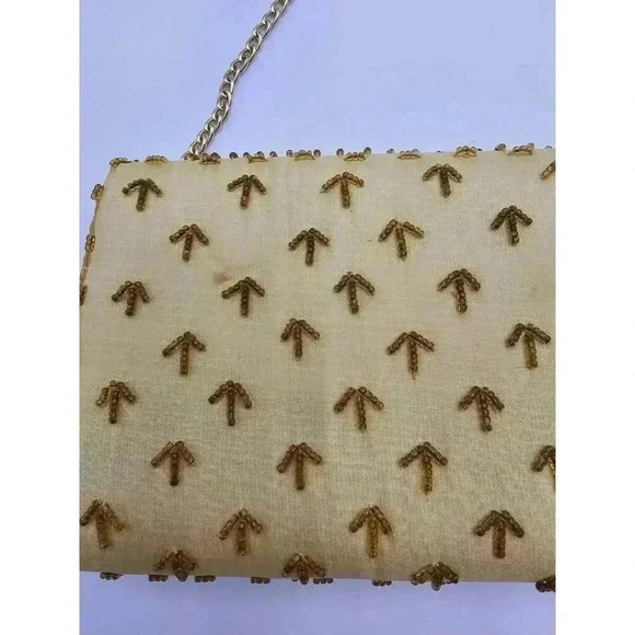 Vtg  Charisma Hong Kong Beaded Yellow and Gold Purse with Chain Strap - Picture 5 of 11